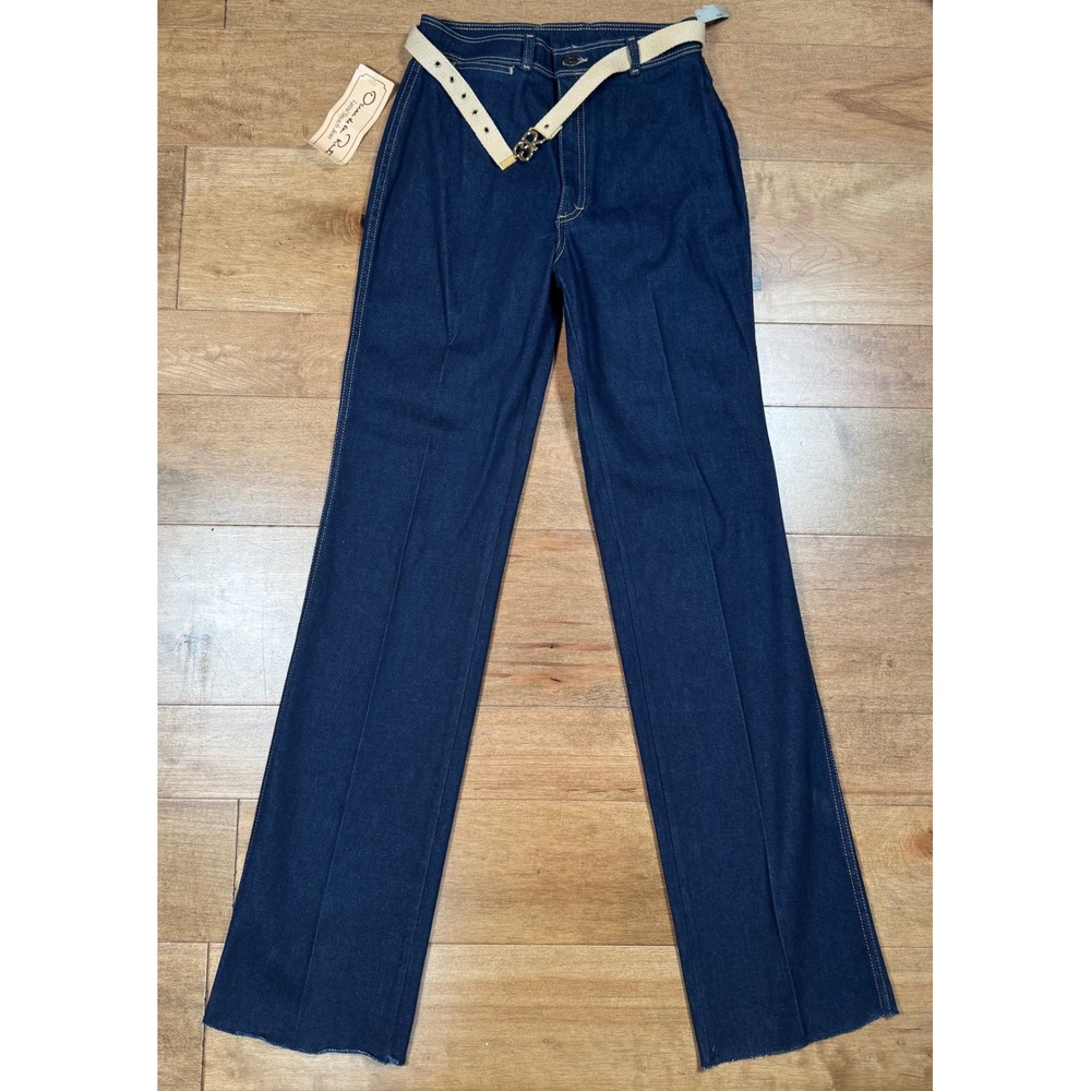 Oscar De La Renta Embroidered Dark Wash Stretch Denim Jeans Womens 14 NWT VTG